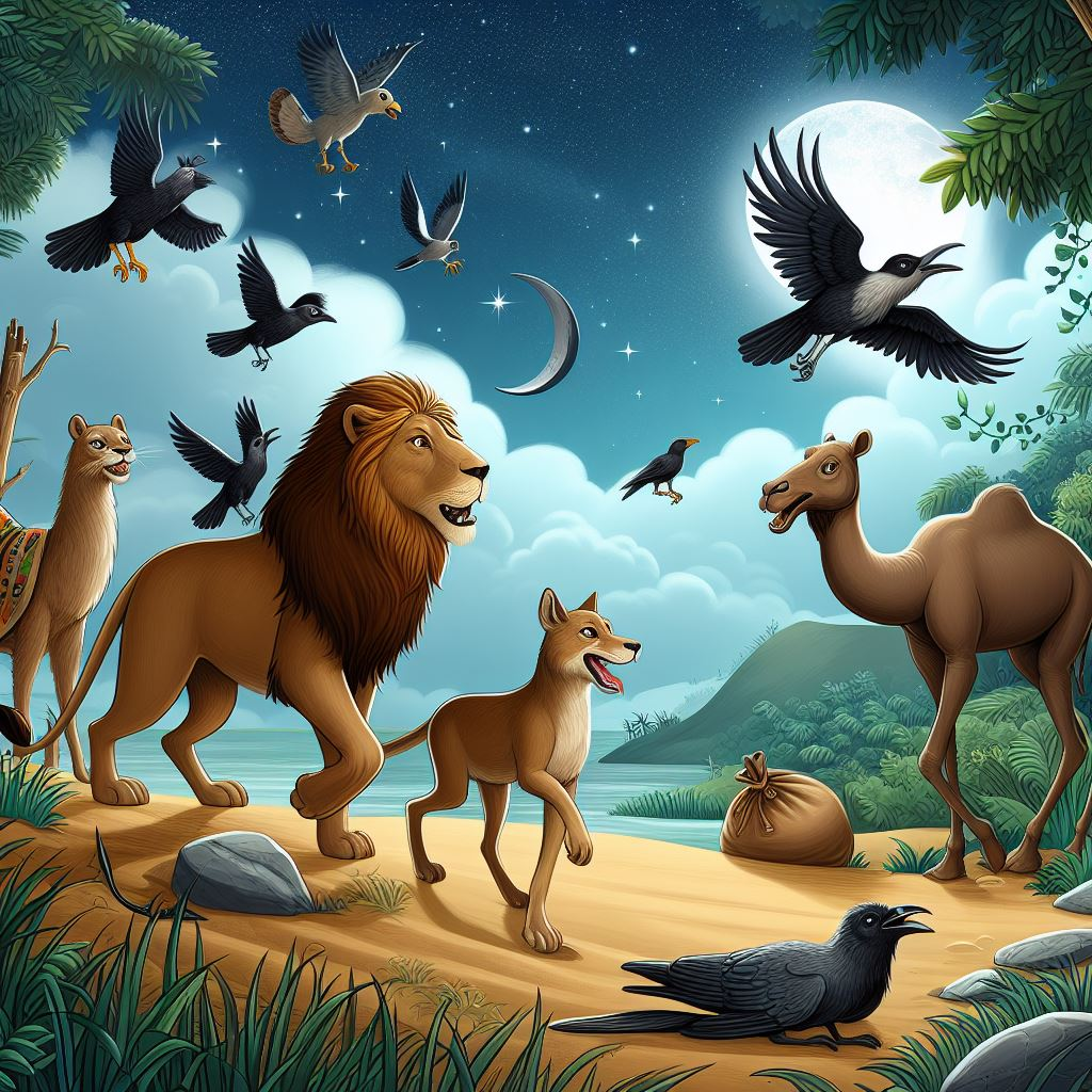 THE STORY OF THE LION, THE CAMEL, THE JACKAL AND THE CROW | Panchatantra | Moksha Melodies